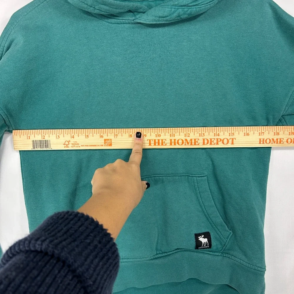 Abercrombie Kids Y2K Teal Green Back Graphic Pullover Hoodie – 11/12